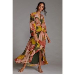 Anthropologie Dress- Hutch Design- Midi Wrap Dress- Peach Color- Size S